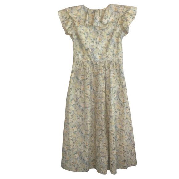 OPT Kate Dress Womens Size M Cotton Floral Midi Ruffle Neckline Garden Girl - Picture 8 of 15